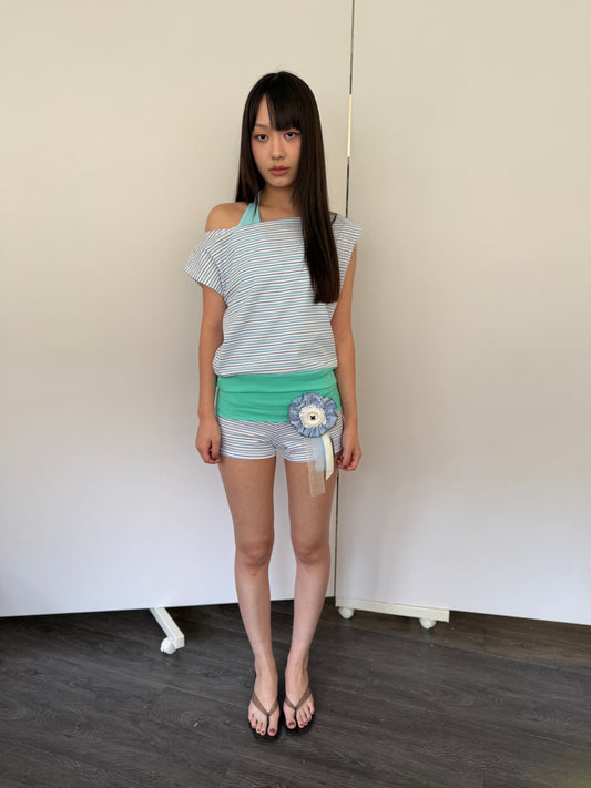 Striped Color-Block Top and Shorts Set
