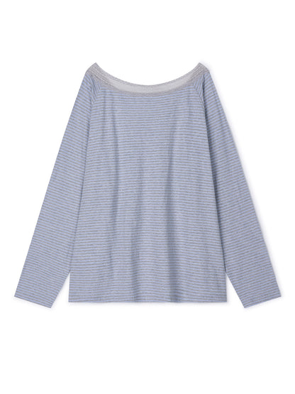 FUN FROM FUN Lace V-Neck Tee, Blue