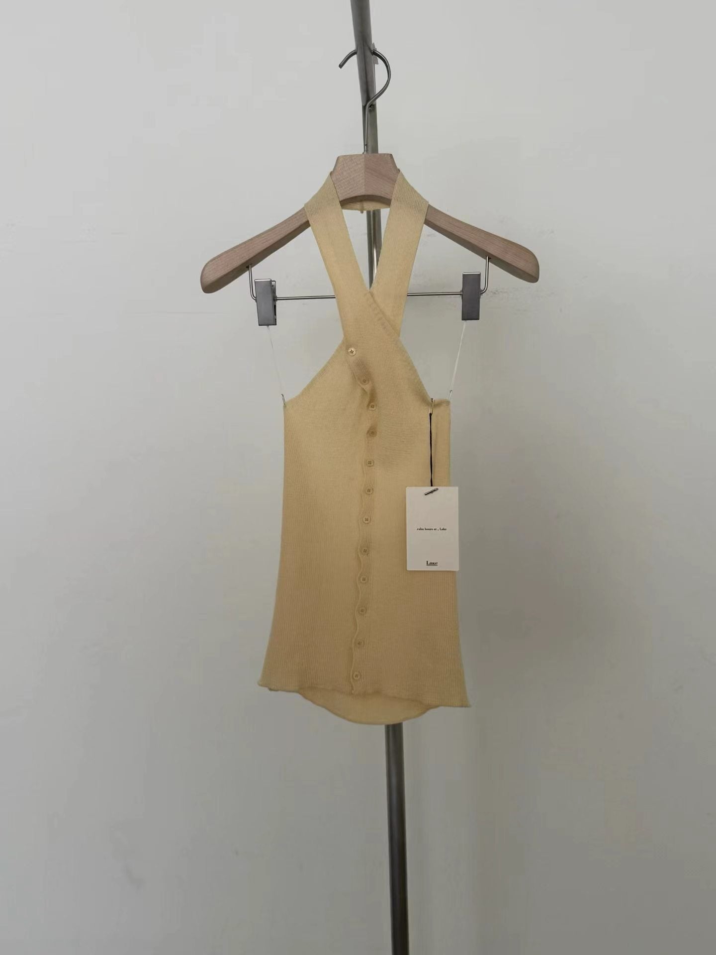 halter neck knitted button vest