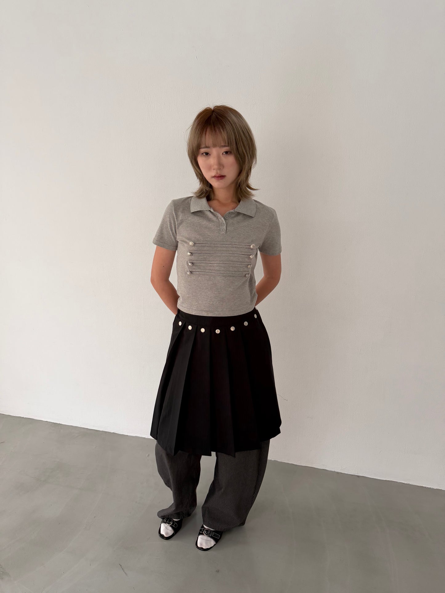British style polo short-sleeved top