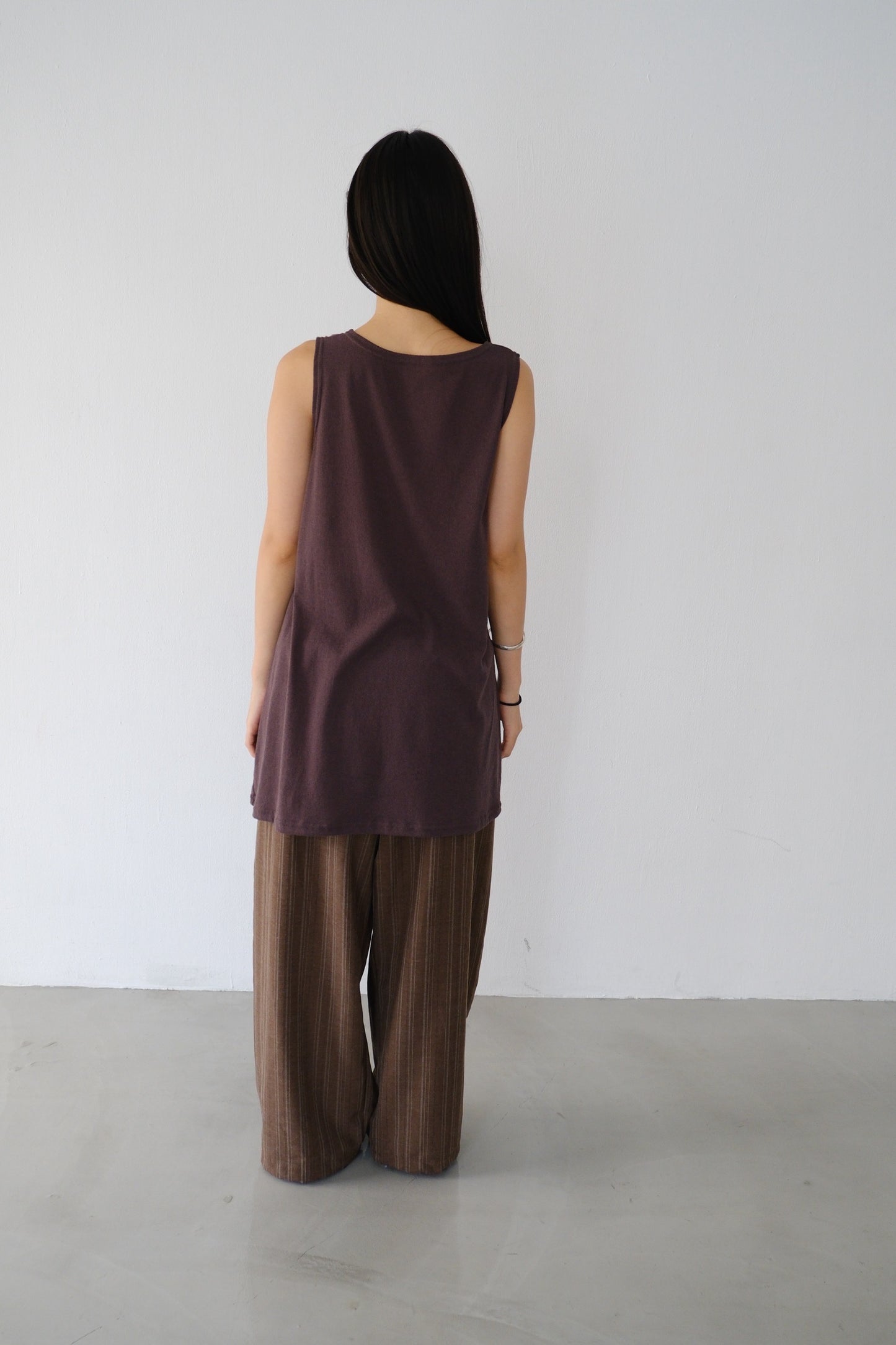 Retro loose striped straight leg pants