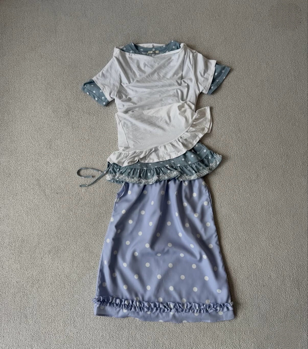 Polka Dot Ruffle Midi Skirt
