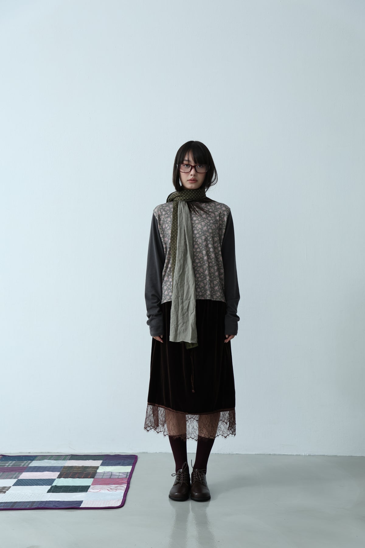 Suede Lace-Trim Skirt