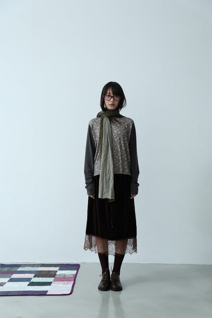 Suede Lace-Trim Skirt