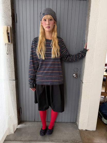 Color-blocked striped loose top