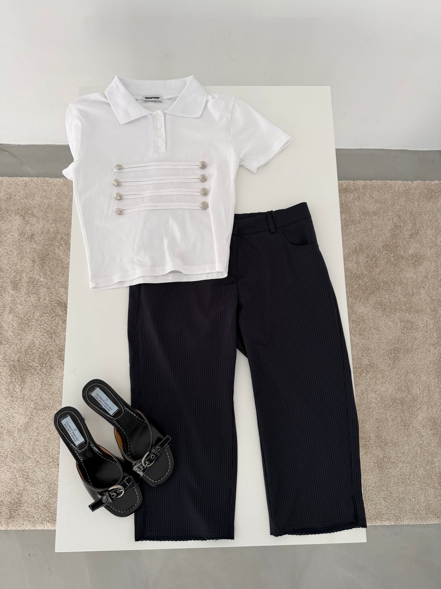 British style polo short-sleeved top