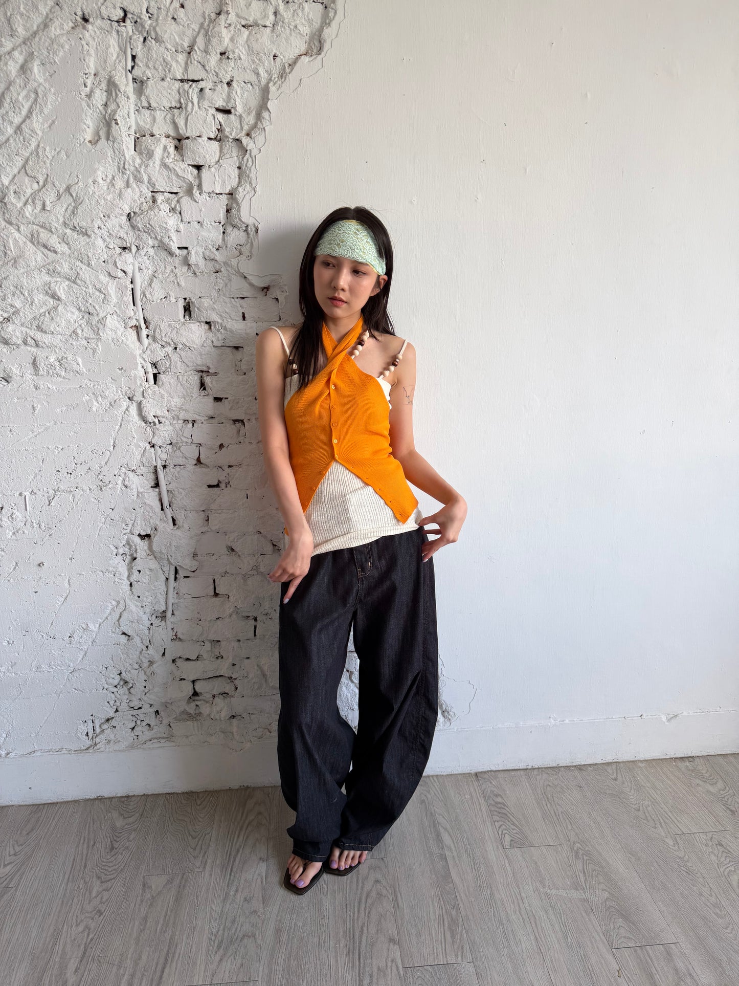 Beaded Ribbed Flat Vest