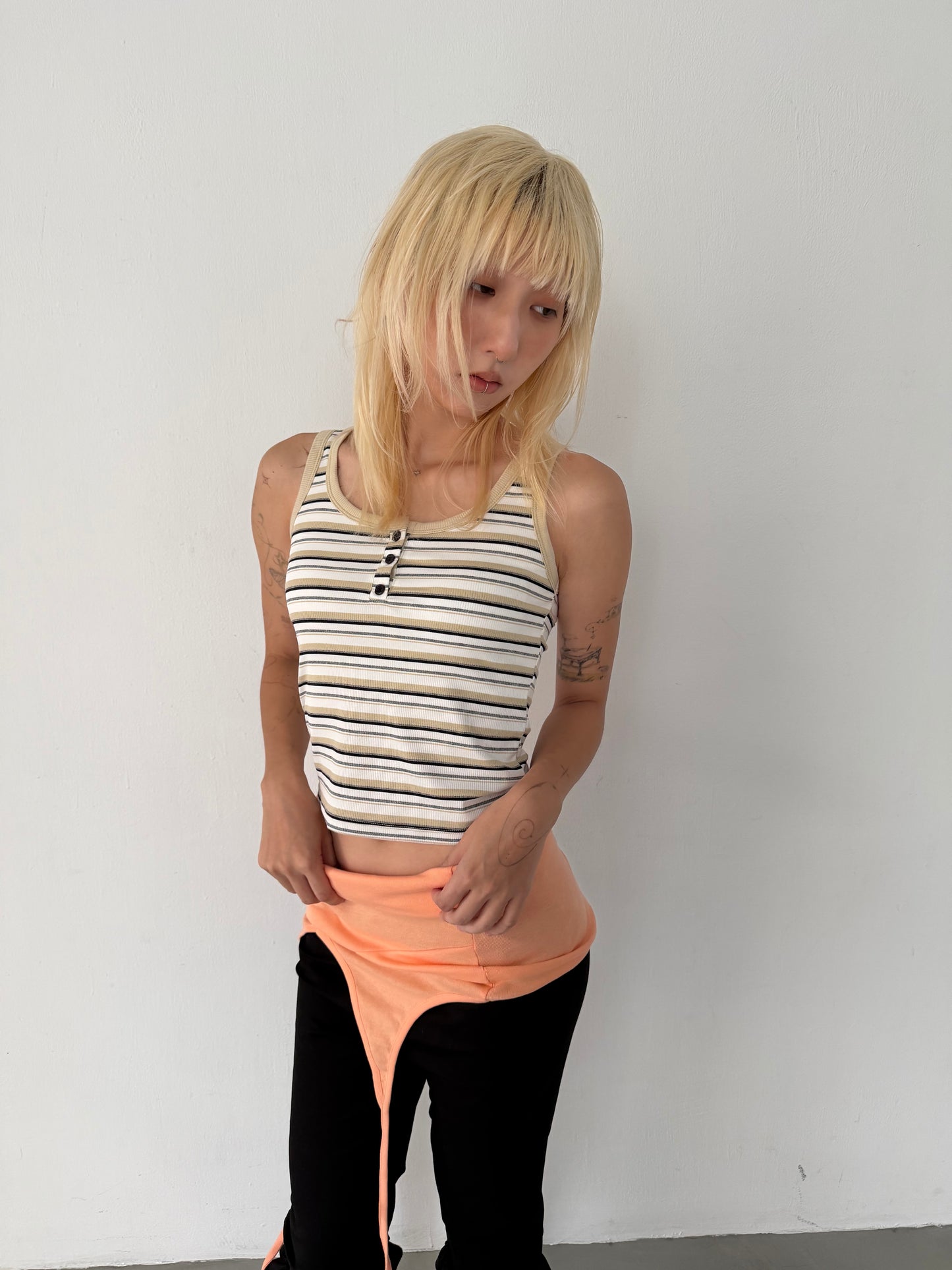 Striped bra cup vest