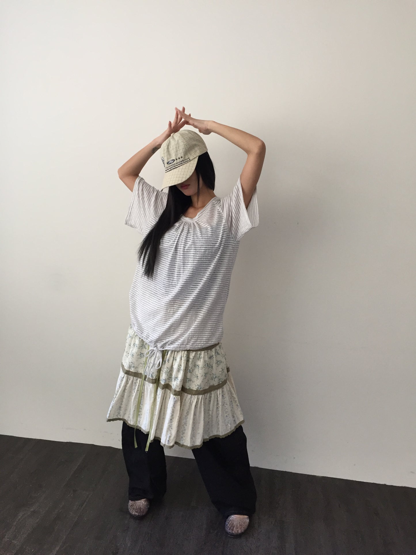 Loose striped long top