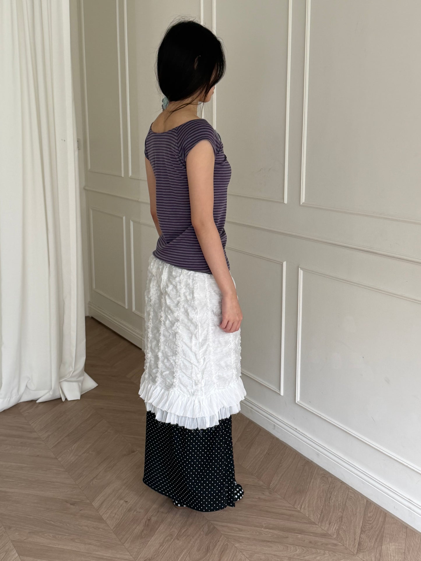 Elastic polka dot maxi dress