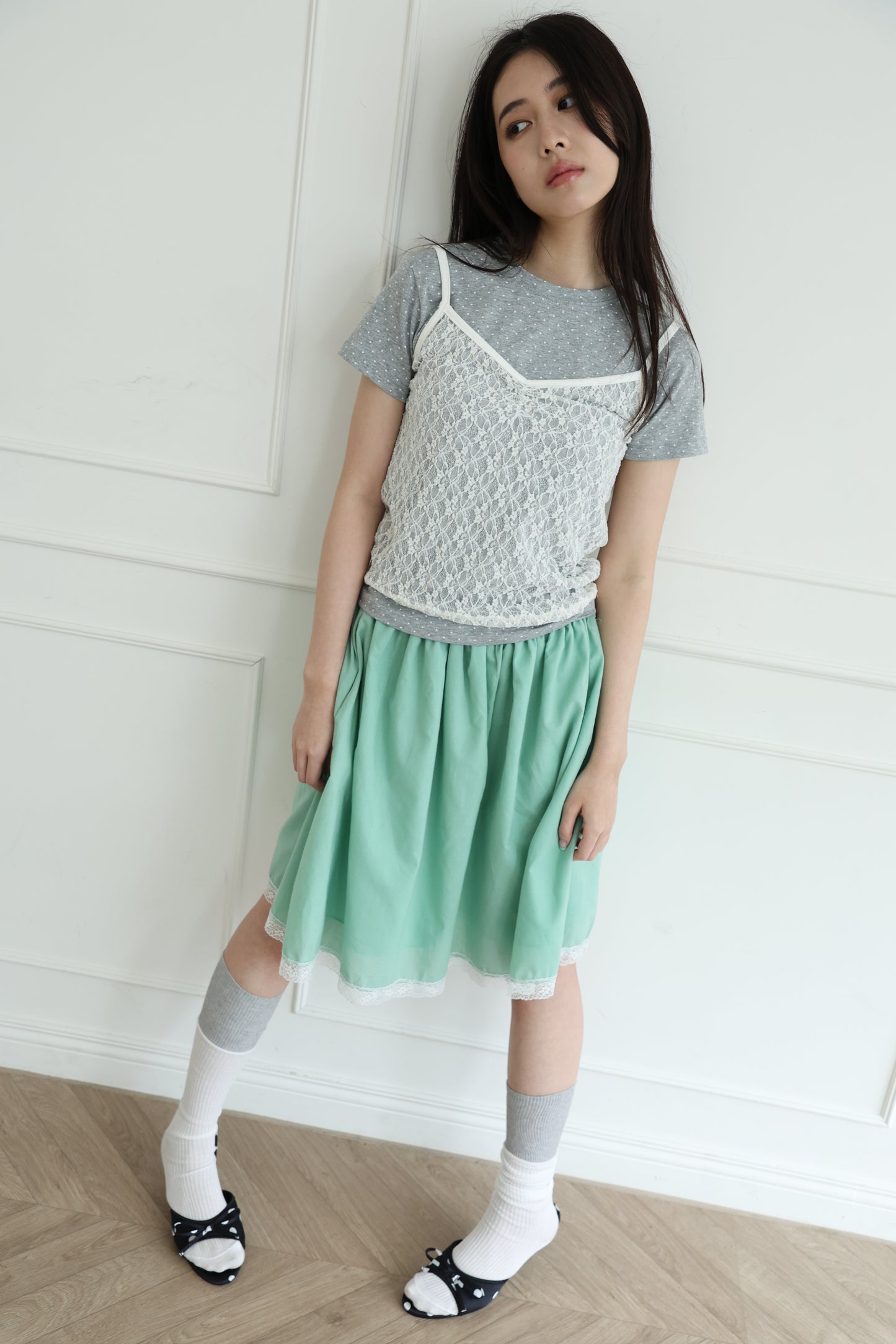 Basic polka dot short-sleeved top