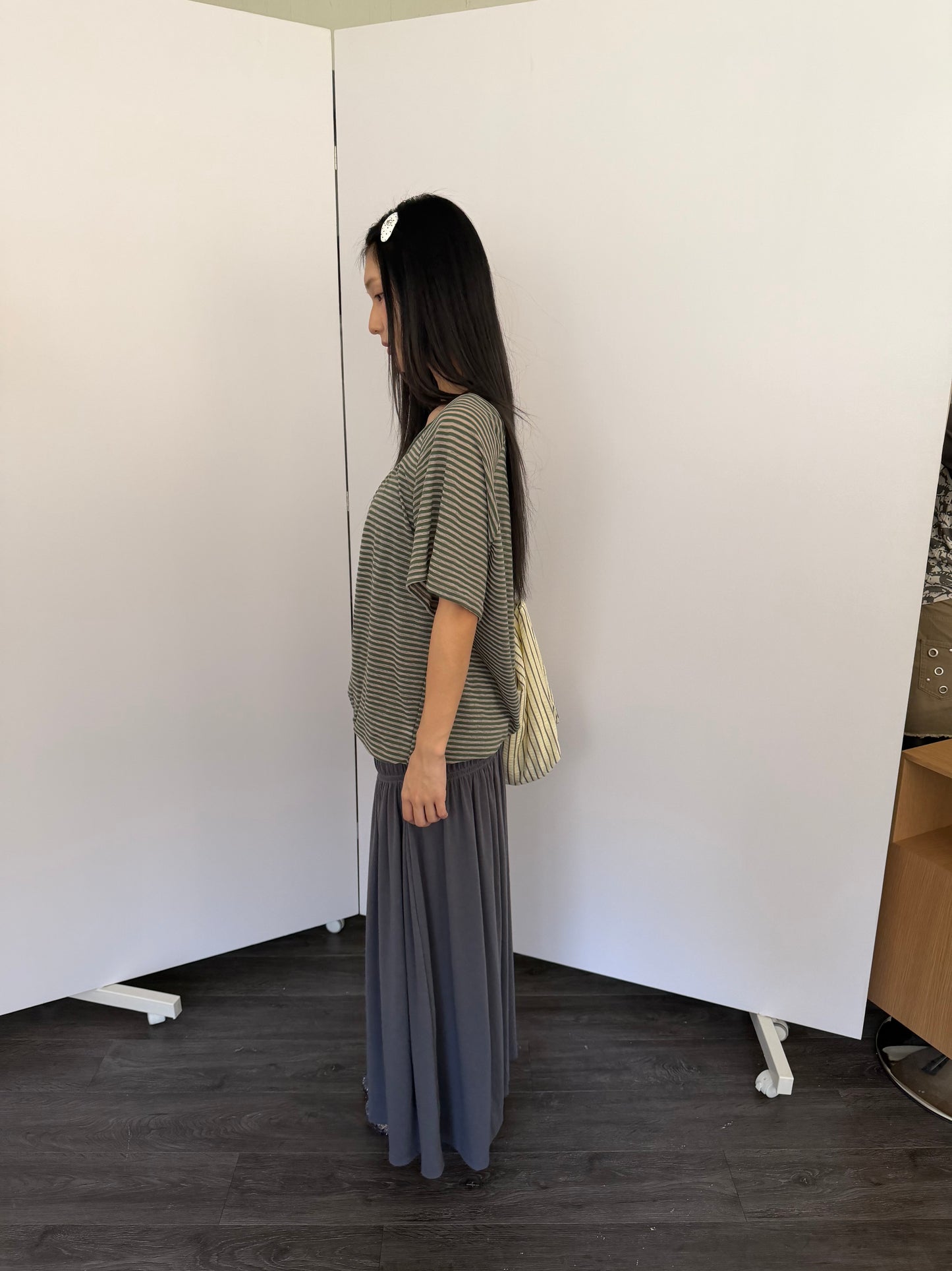 Loose striped long top