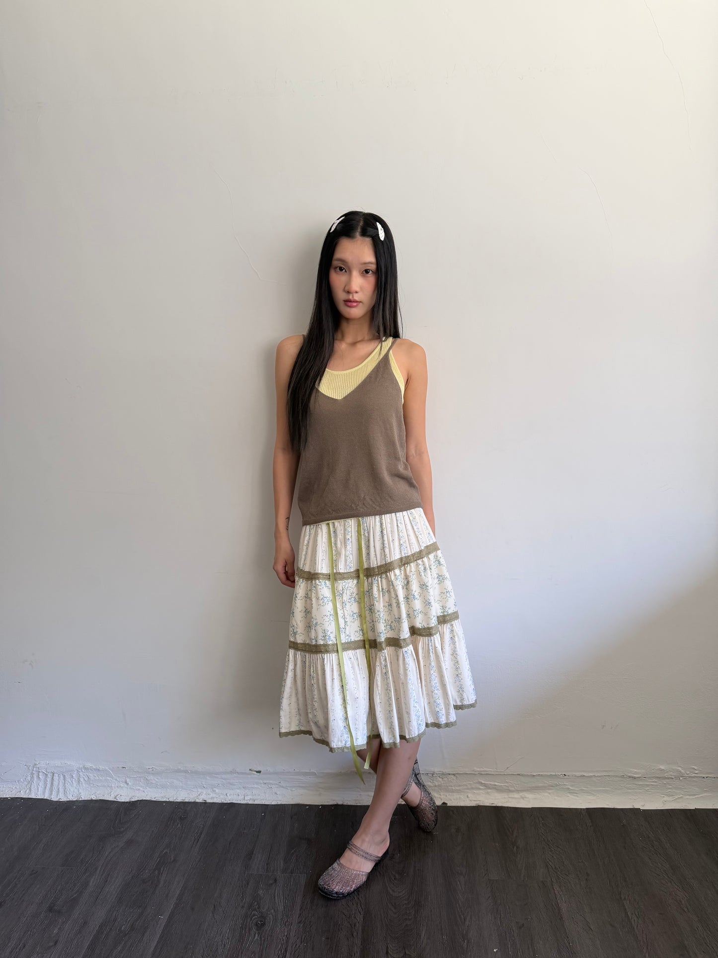 Patchwork Print Midi Skirt