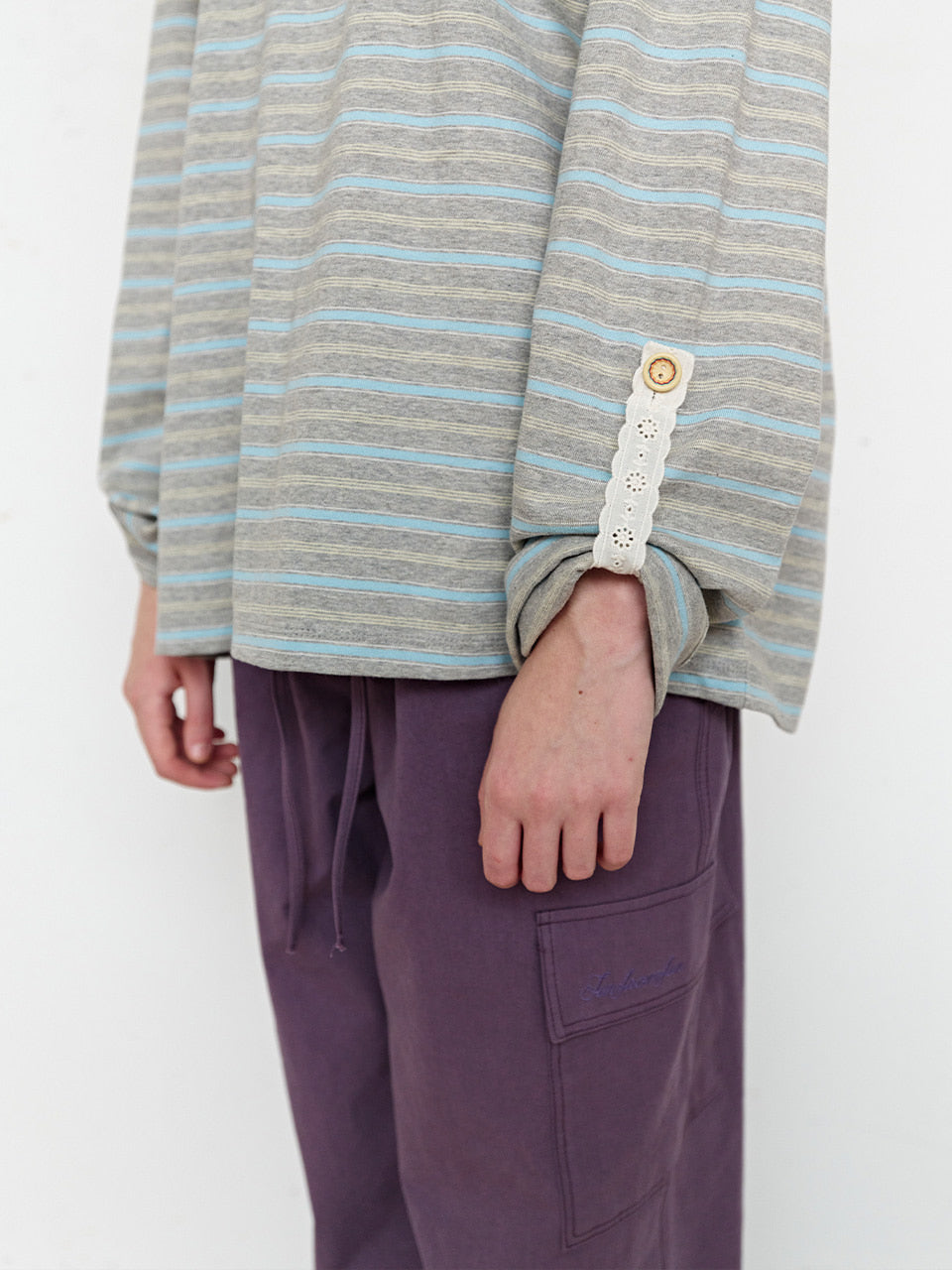 FUN FROM FUN Loose Fit Stripe Tee, Grey