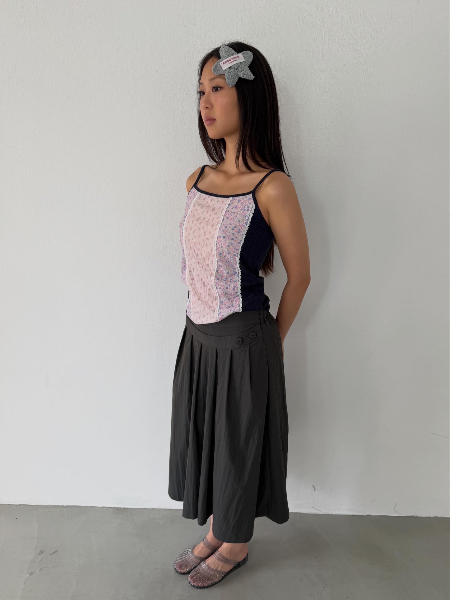 Floral patchwork spaghetti strap vest