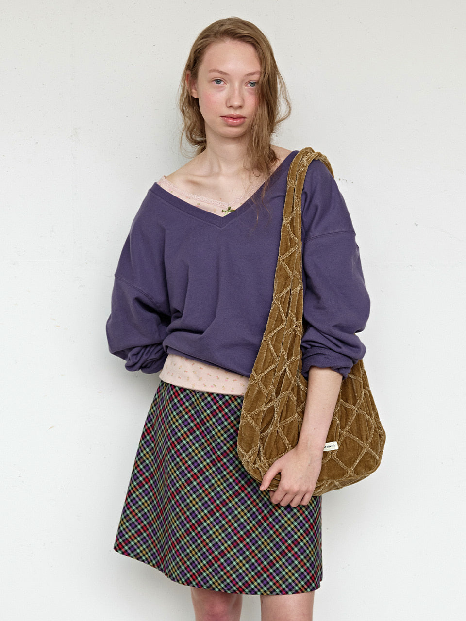 FUN FROM FUN Diamond Velvet Bag, Olive
