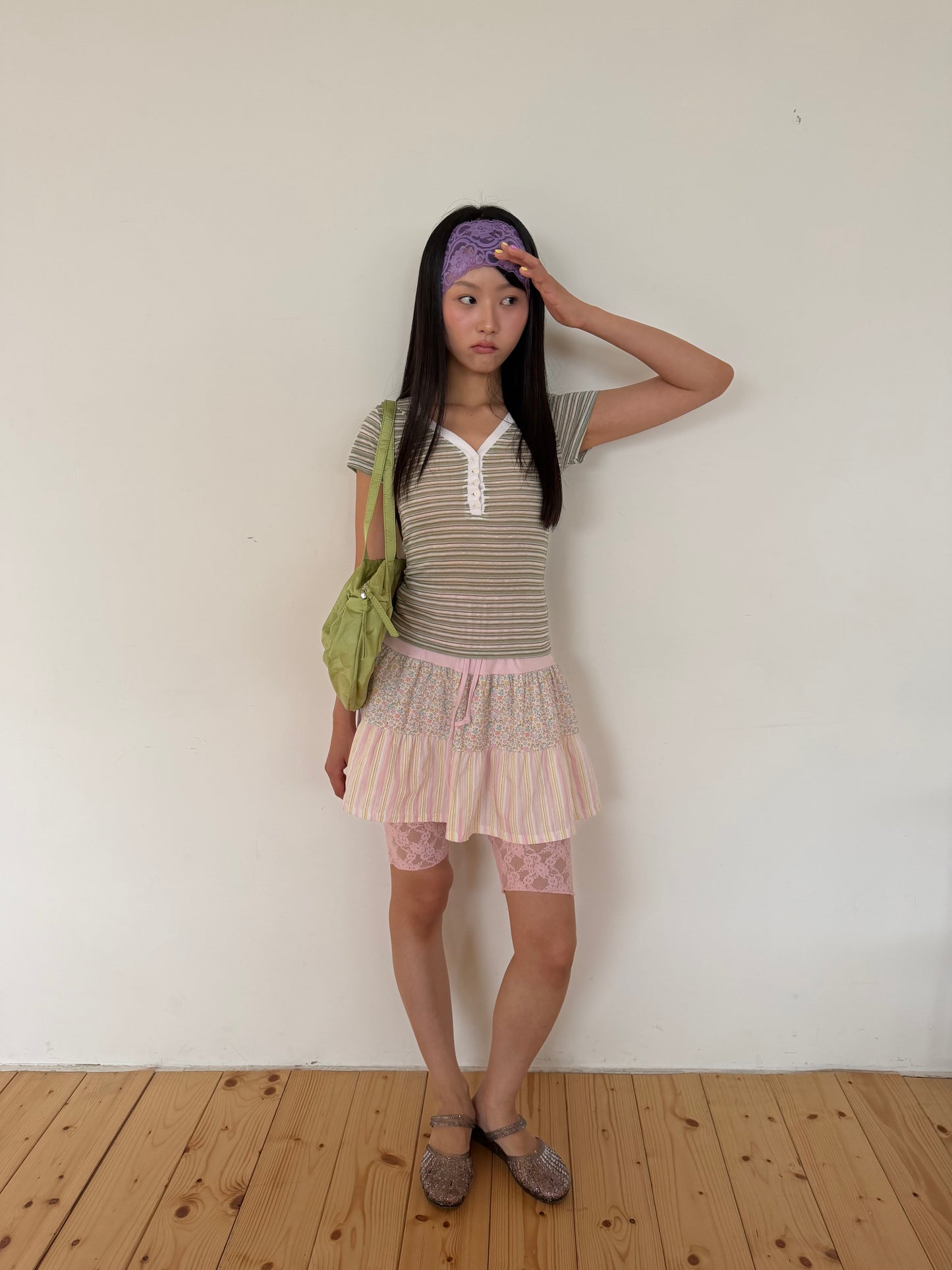Floral patchwork mini skirt