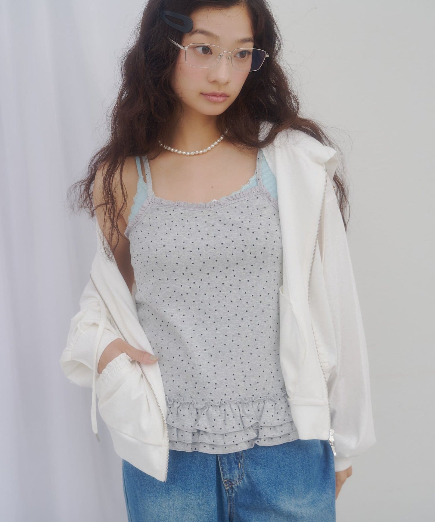 （sale 至8/23 22:00）下擺荷葉邊印花細肩背心