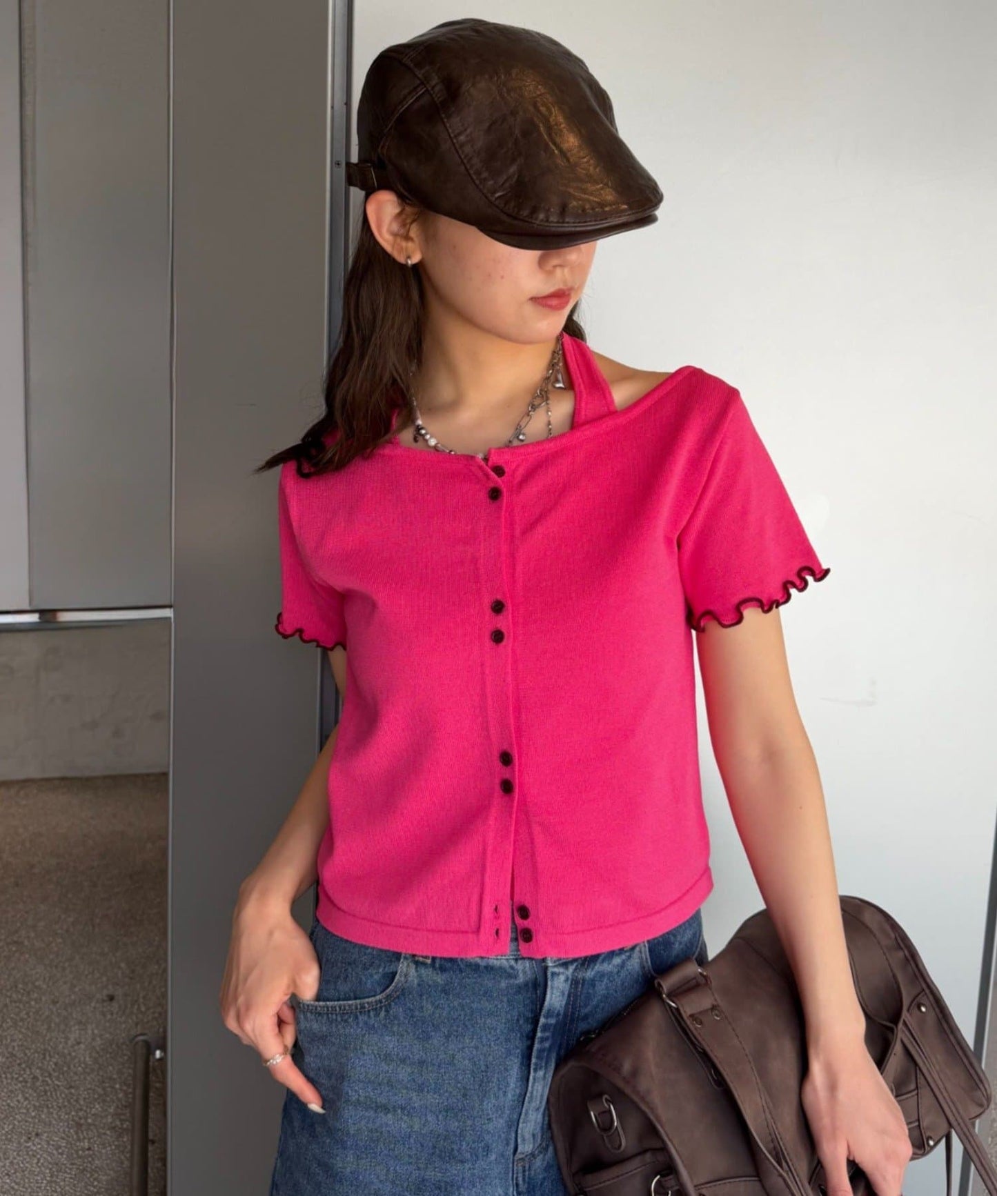 （sale 至8/23 22:00）w closet 滾邊針織掛脖上衣組合