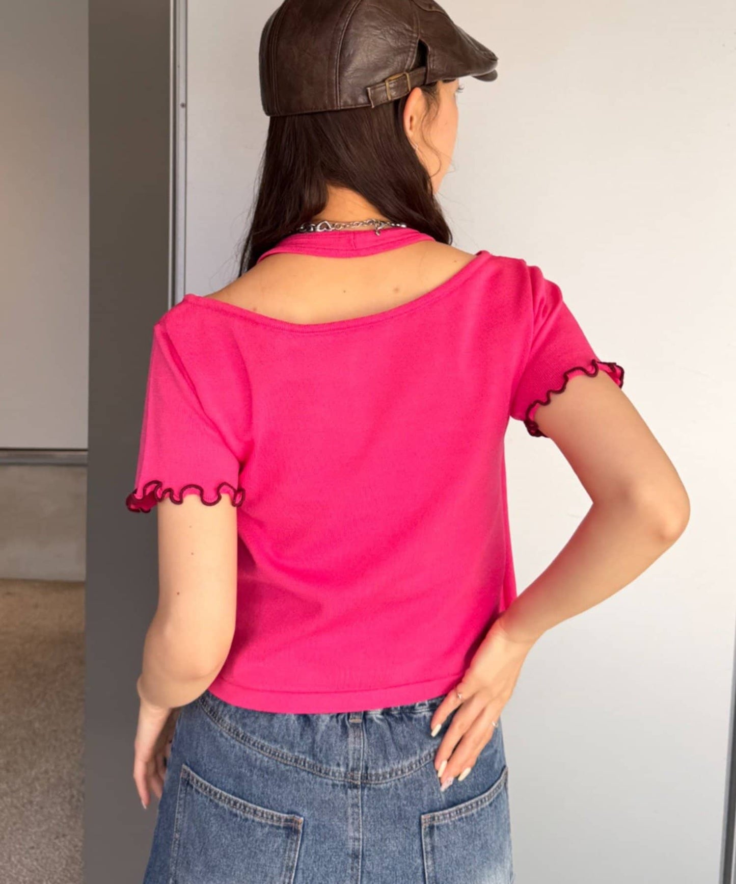 （sale 至8/23 22:00）w closet 滾邊針織掛脖上衣組合