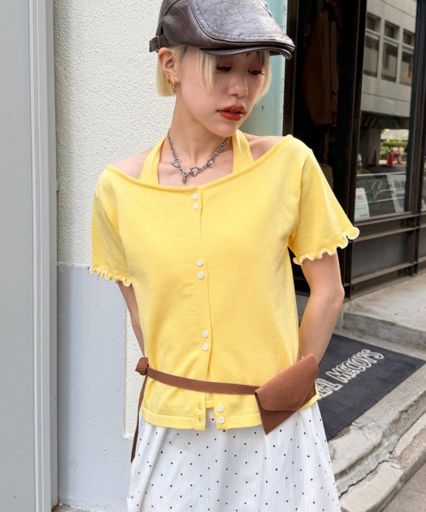 （sale 至8/23 22:00）w closet 滾邊針織掛脖上衣組合