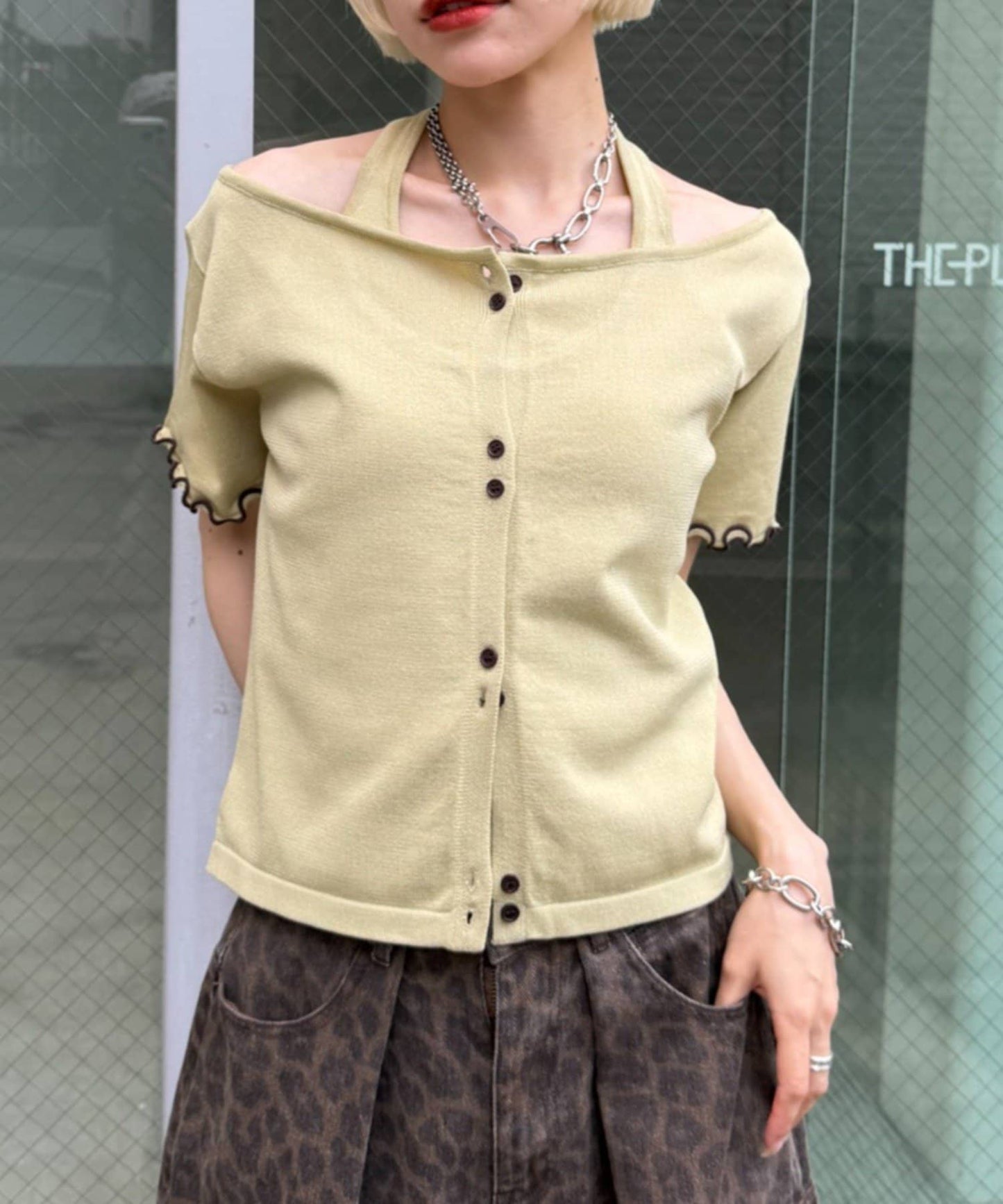 （sale 至8/23 22:00）w closet 滾邊針織掛脖上衣組合