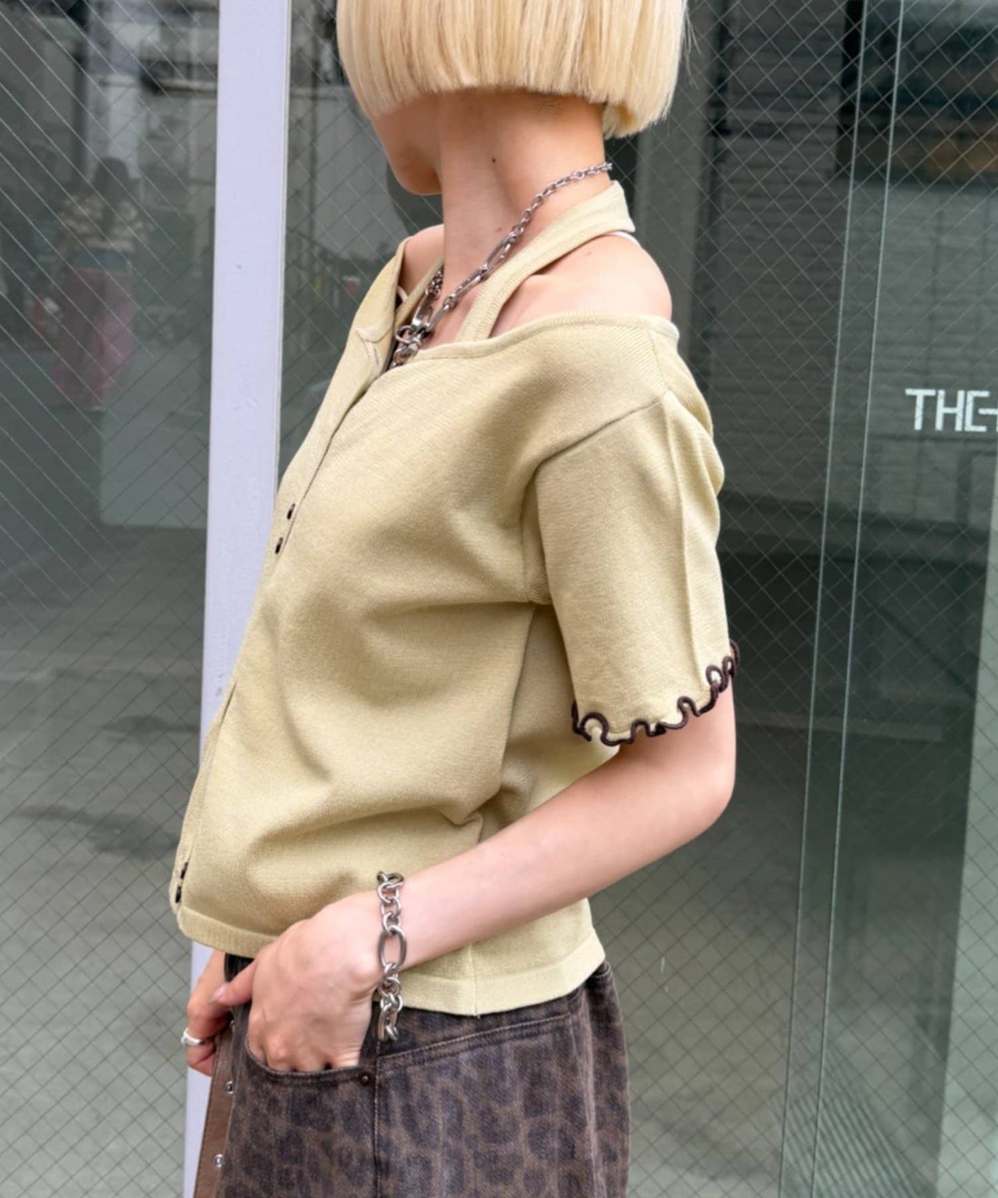 （sale 至8/23 22:00）w closet 滾邊針織掛脖上衣組合