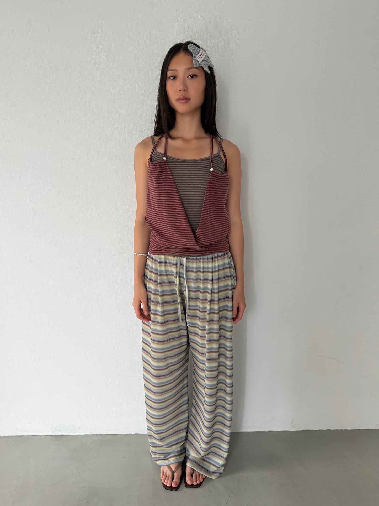Two-piece striped beaded vest