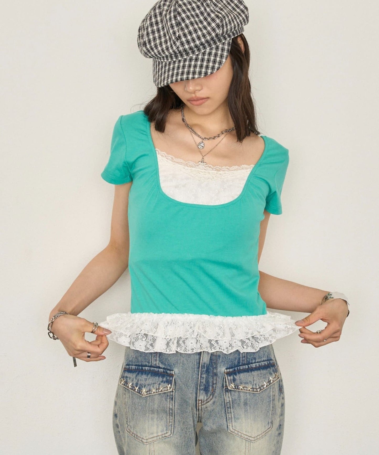 （sale 至8/23 22:00）WHO'S WHO gallery 附bra 蕾絲層次細肩帶背心
