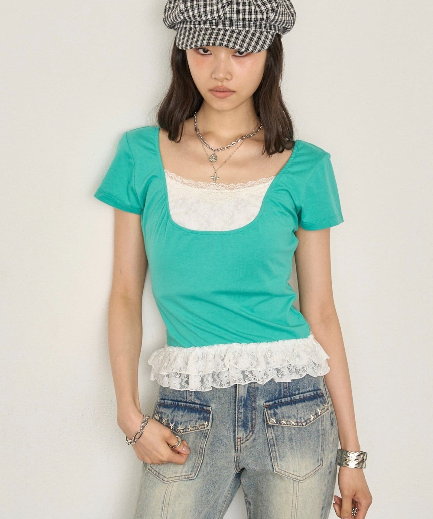 （sale 至8/23 22:00）WHO'S WHO gallery 附bra 蕾絲層次細肩帶背心