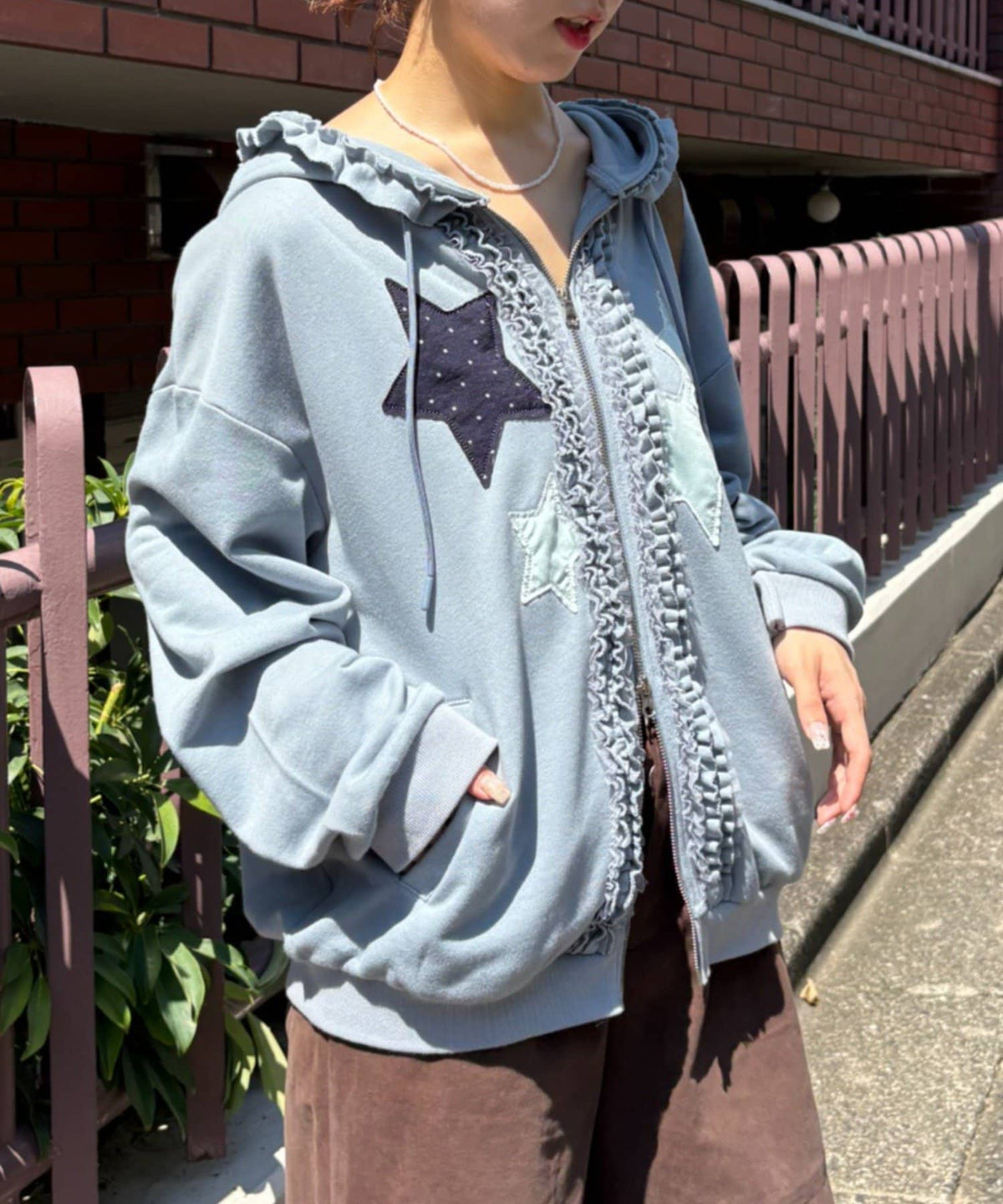 w closet 花邊星星連帽外套