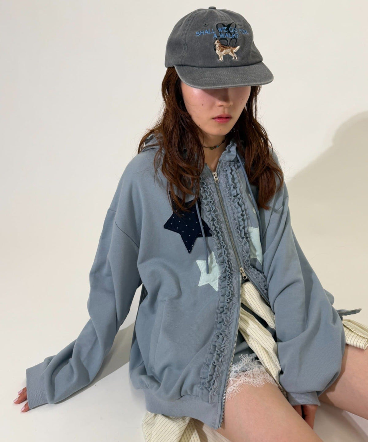 w closet 花邊星星連帽外套