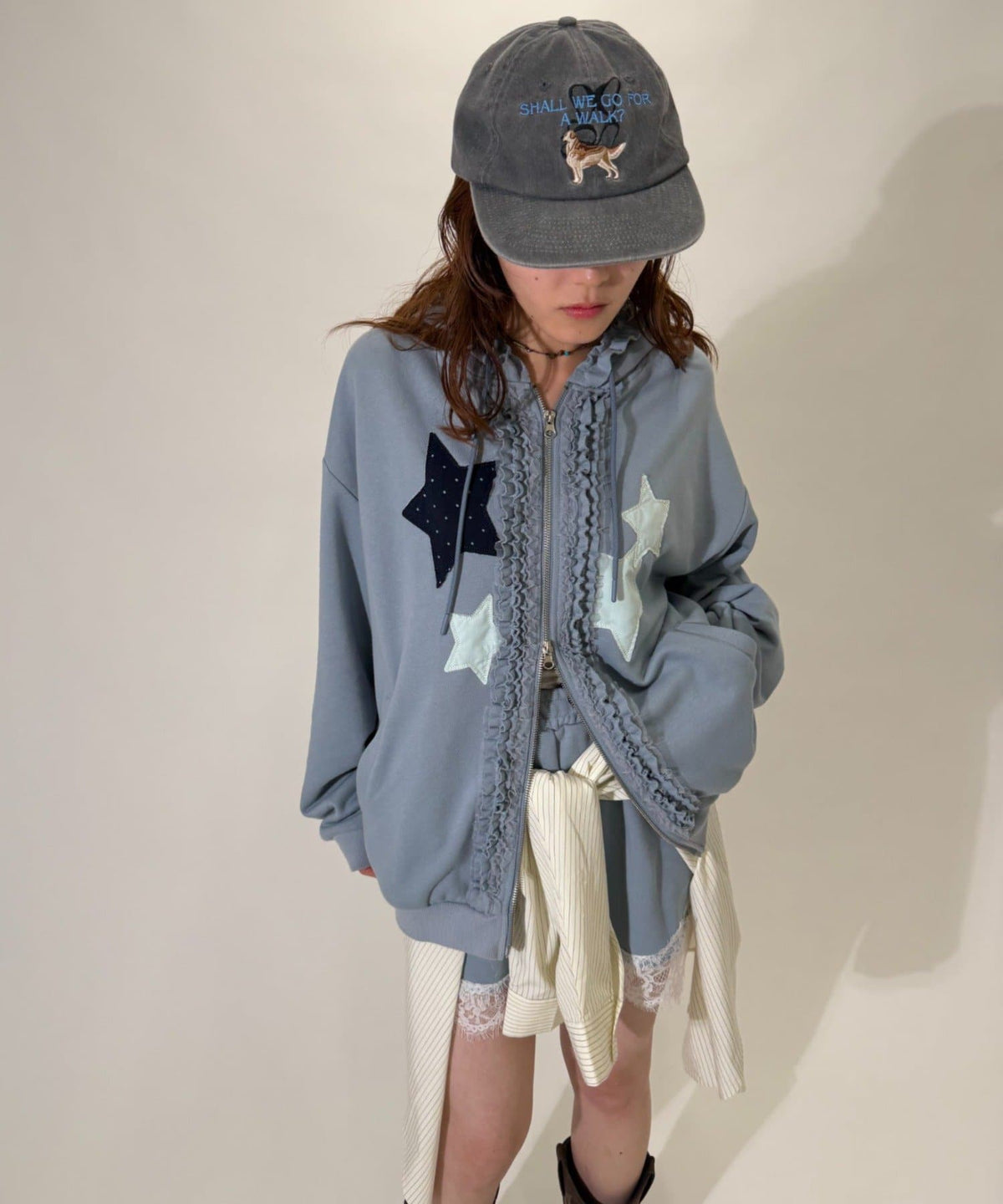 w closet 花邊星星連帽外套