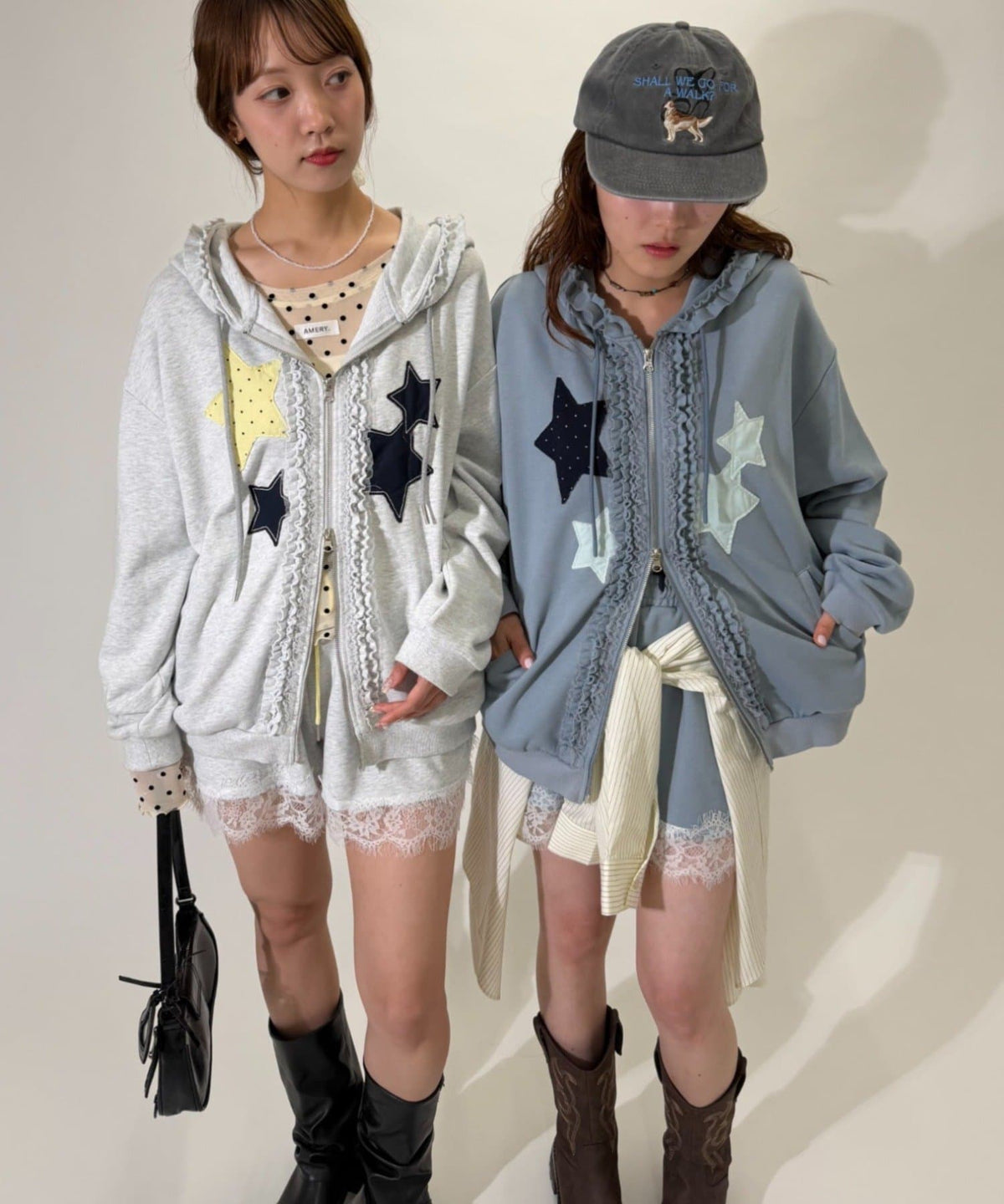 w closet 花邊星星連帽外套