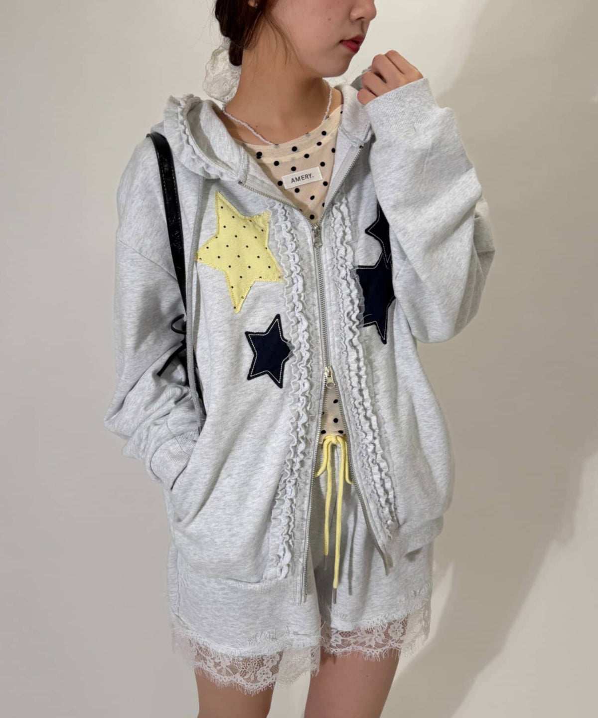 w closet 花邊星星連帽外套