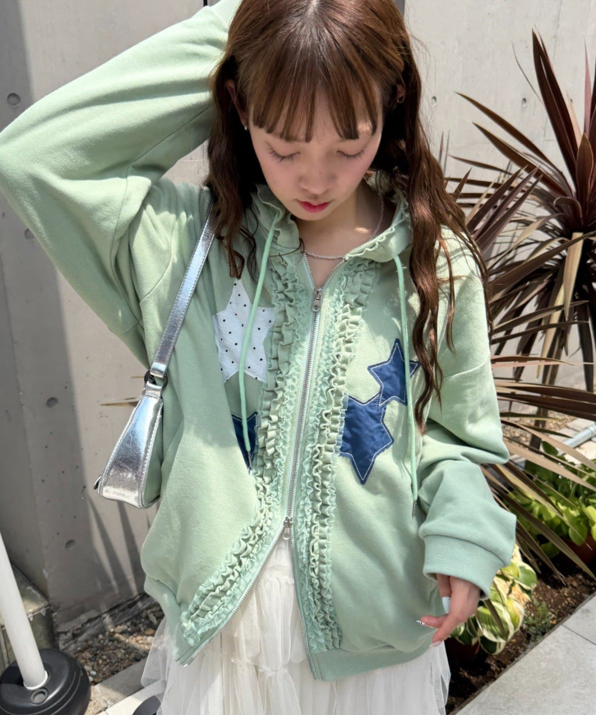 w closet 花邊星星連帽外套
