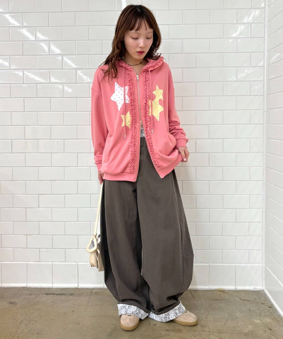 w closet 花邊星星連帽外套