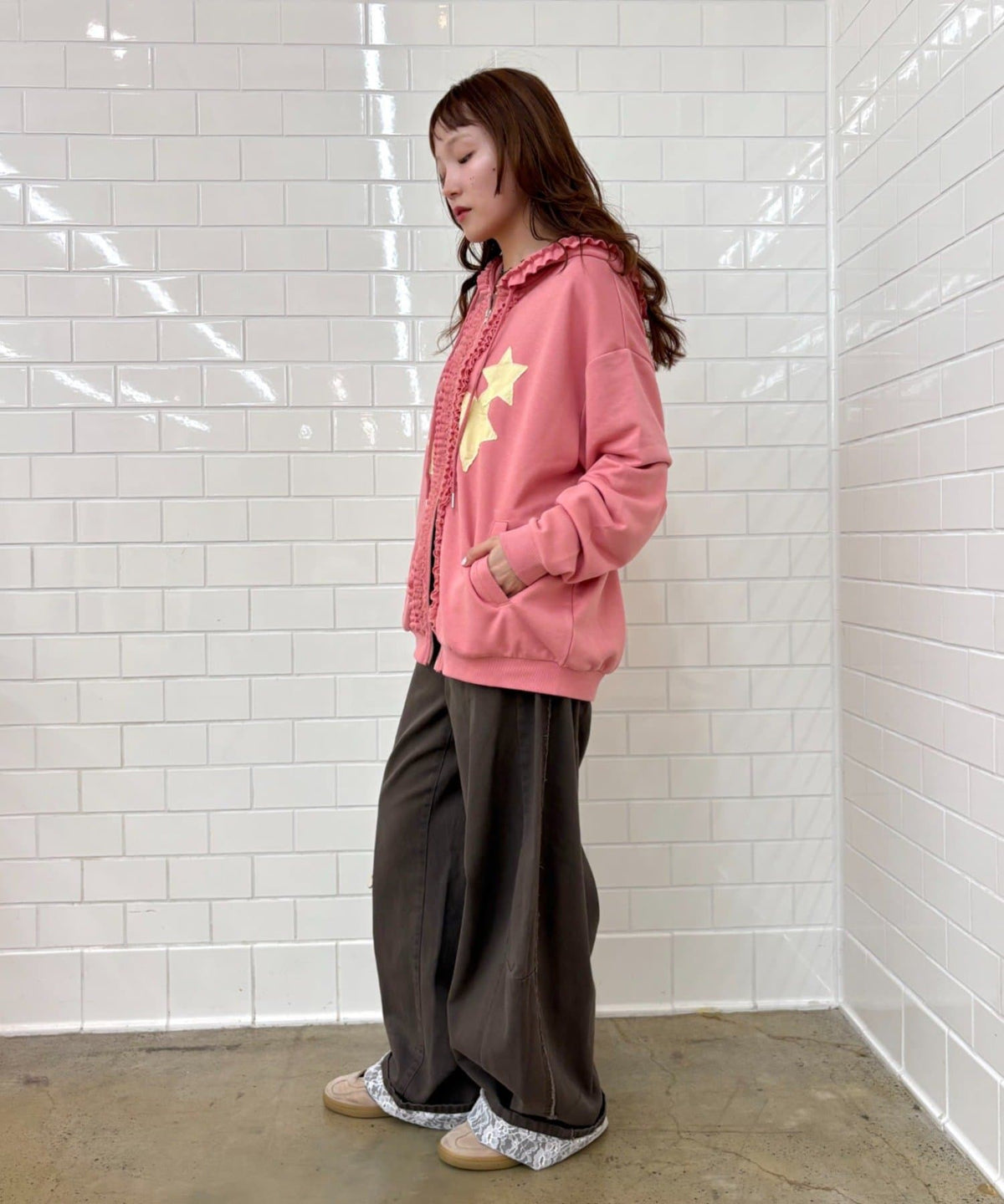 w closet 花邊星星連帽外套
