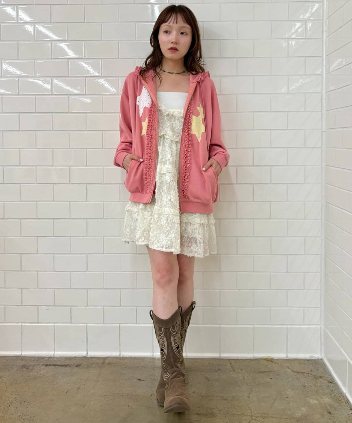 w closet 花邊星星連帽外套