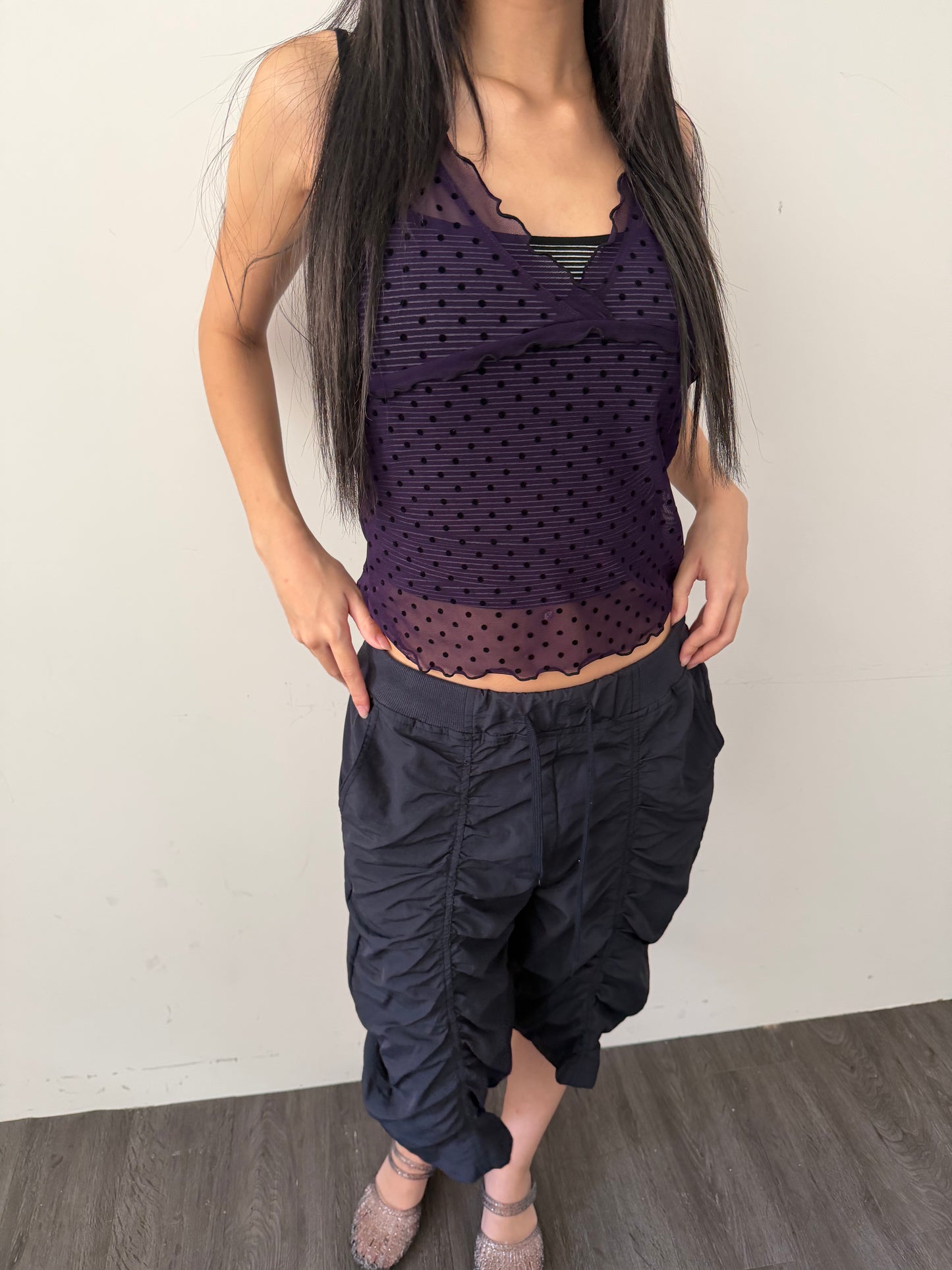 Sheer polka dot vest