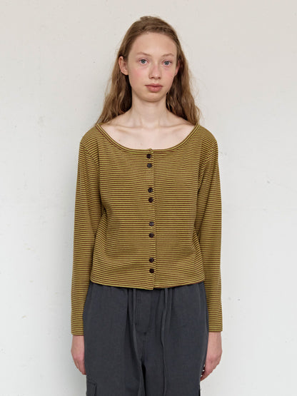 FUN FROM FUN Boat Neck Cardigan, Pickle Green