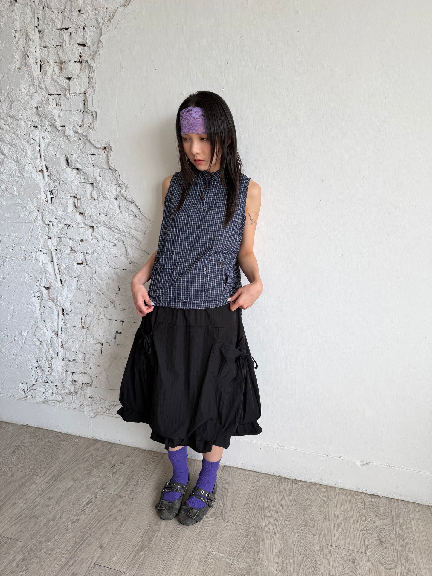 Ruffled Pocket Balloon Skirt