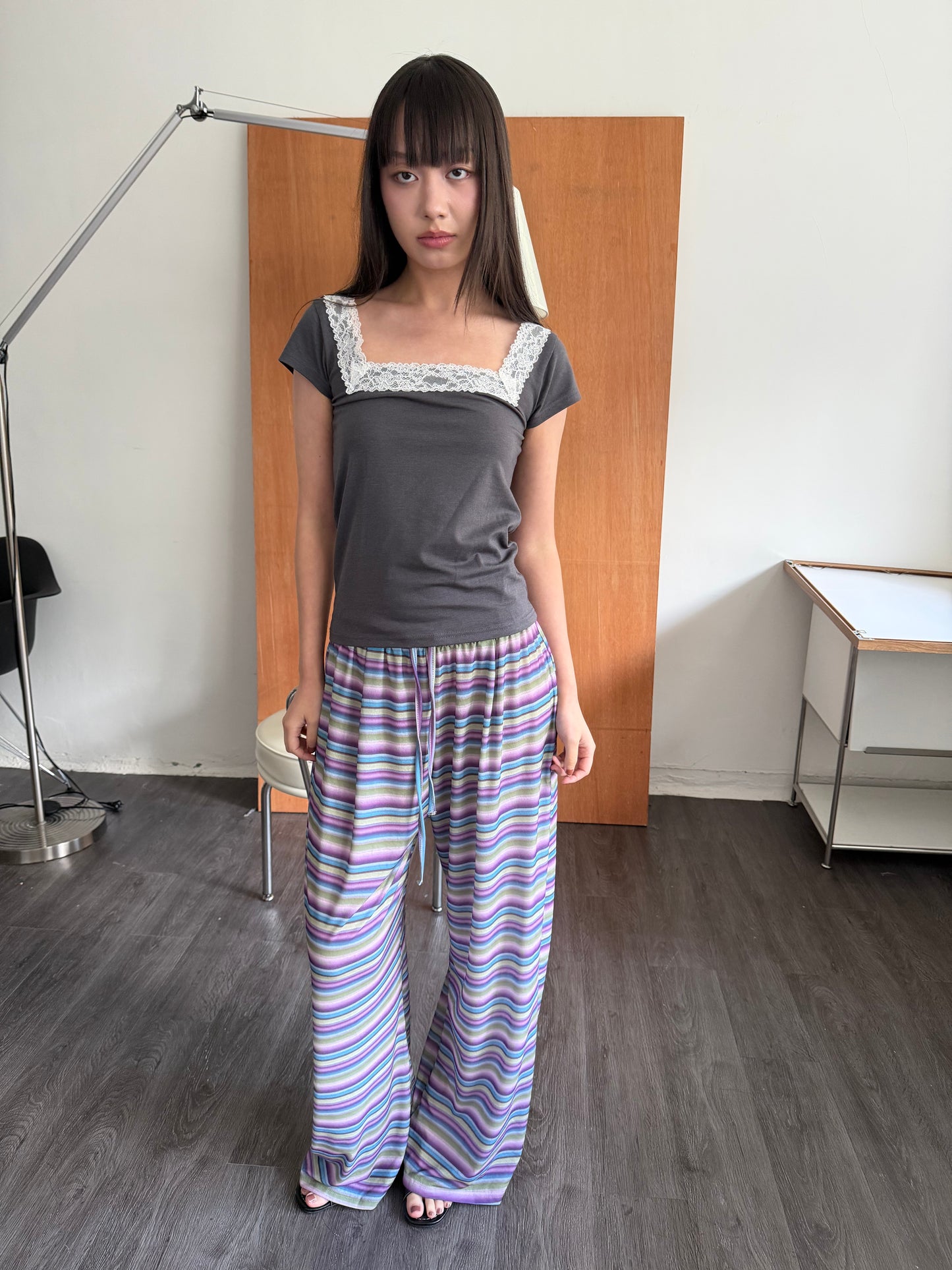 Breathable loose striped pants