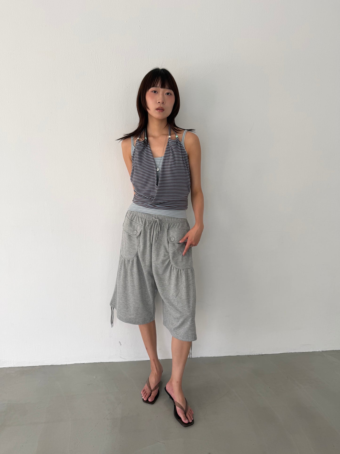 Two-piece striped beaded vest
