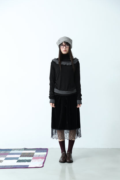 Suede Lace-Trim Skirt