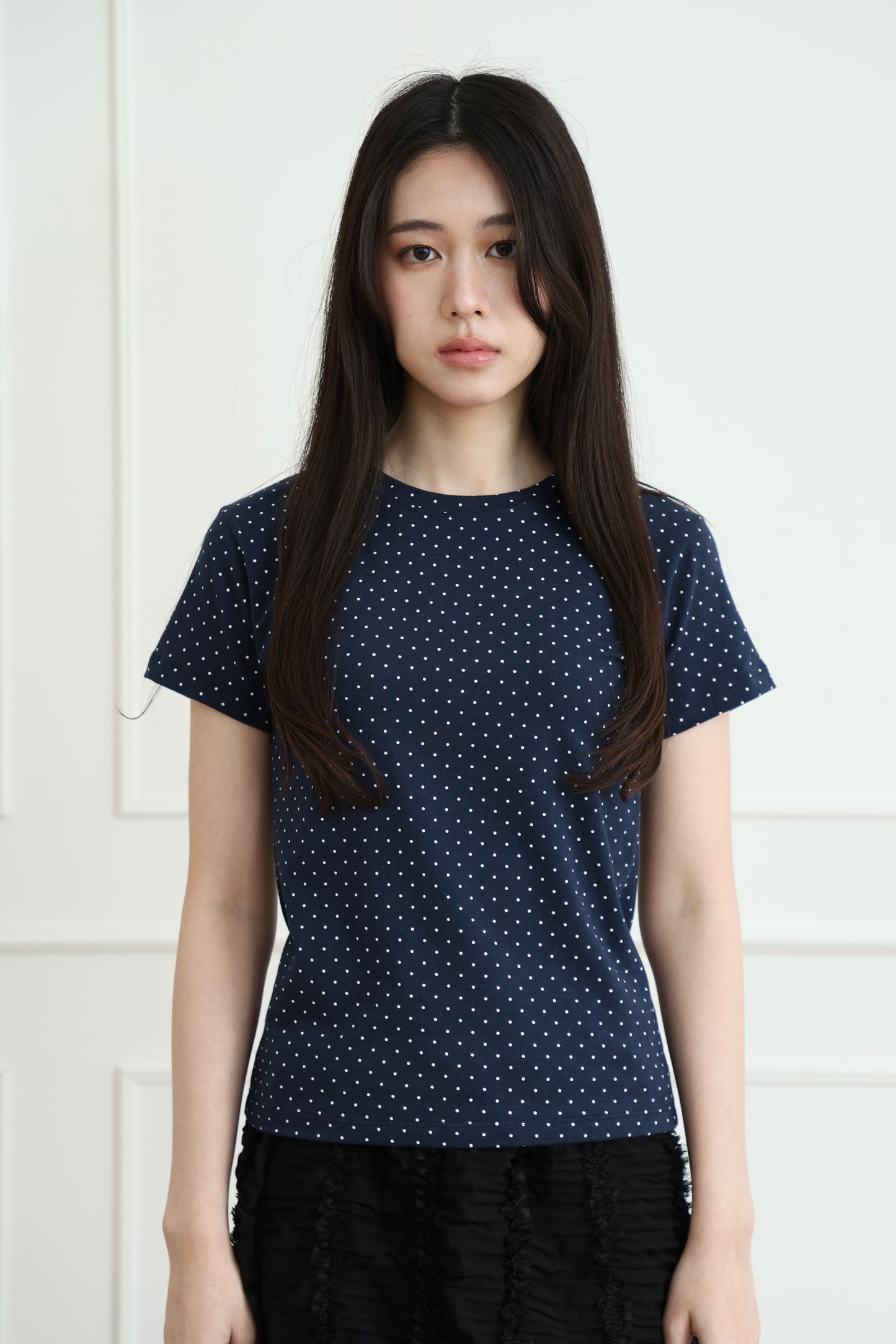 Basic polka dot short-sleeved top