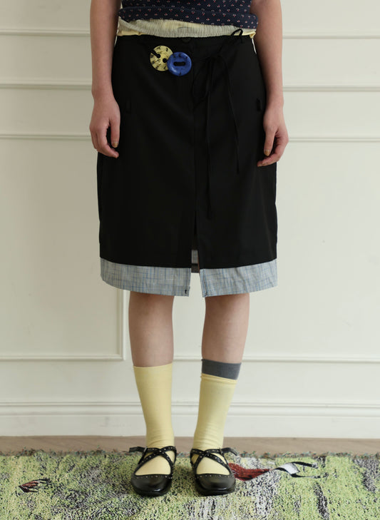 Suit-style plaid skirt