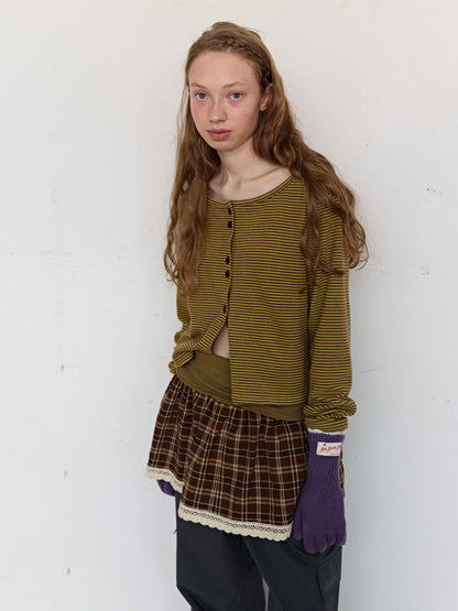 FUN FROM FUN Boat Neck Cardigan, Pickle Green