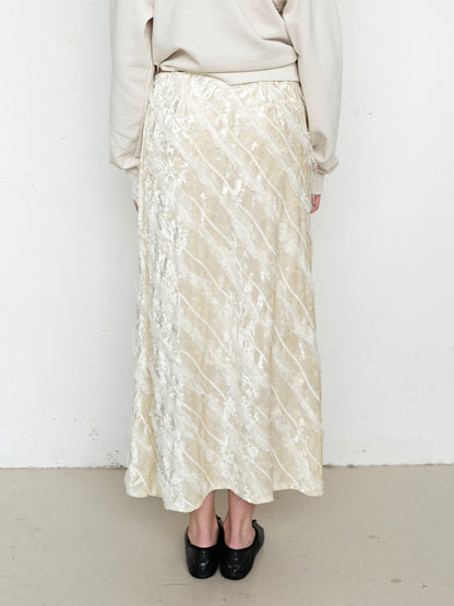 FUN FROM FUN Midnight Velvet Long Skirt, Beige