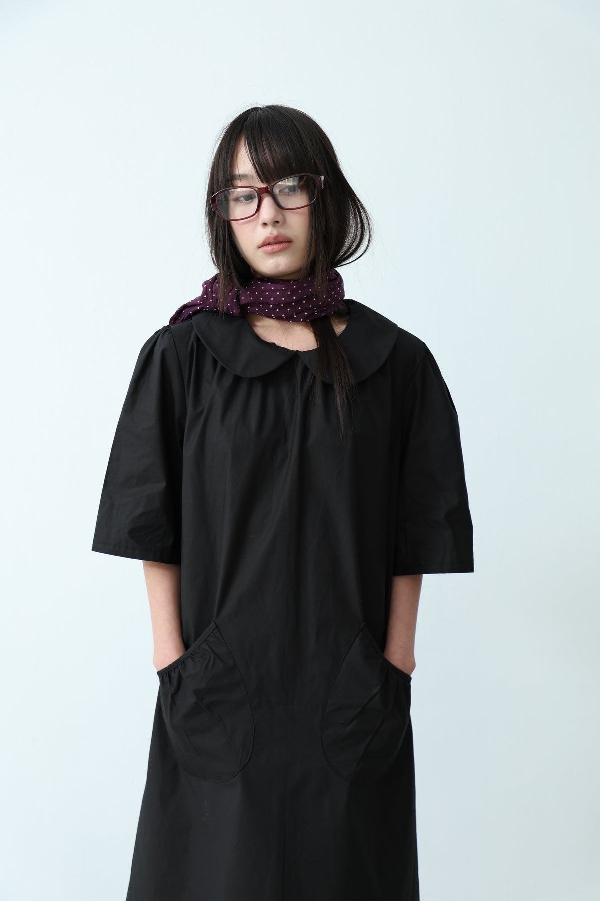 Cream Collar Pocket Dress